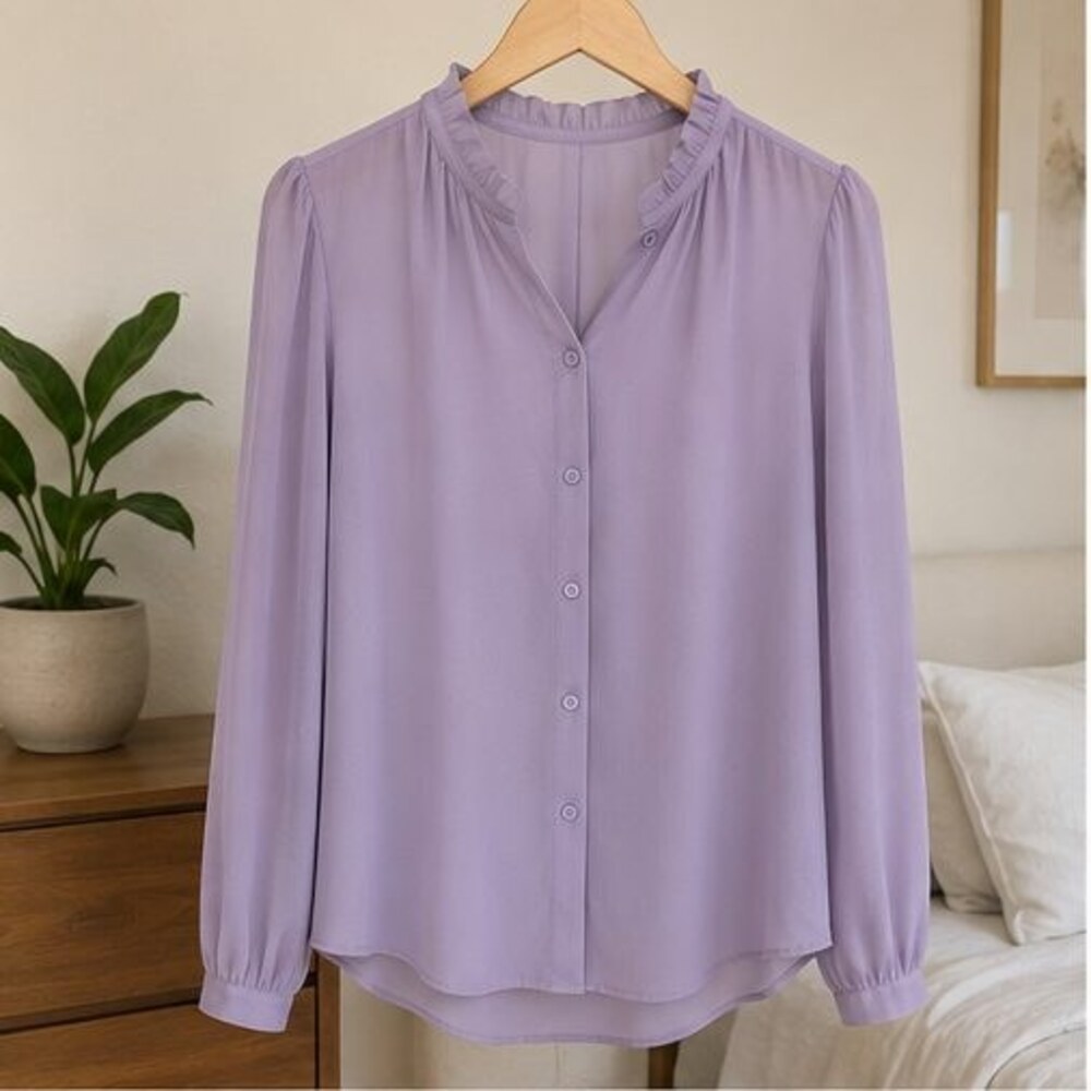Lavender Ruffle Collar Blouse